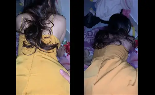 Đến nhà chơi em mặc áo 2 dây nứng vạch ra doggy luôn