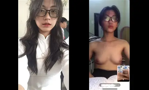 Em bồ kính cận chat sex cởi áo khoe vú để anh quay tay – 1